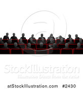 Vector Illustration of Silhouetted People Sitting in Cinema Theater Chairs by AtStockIllustration