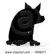 Vector Illustration of Silhouetted Pig, with a Reflection or Shadow, on a White Background by AtStockIllustration
