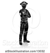 Vector Illustration of Silhouetted Police Guy, with a Reflection or Shadow, on a White Background by AtStockIllustration