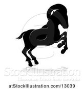 Vector Illustration of Silhouetted Ram, with a Reflection or Shadow, on a White Background by AtStockIllustration
