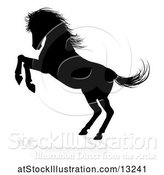 Vector Illustration of Silhouetted Rearing Horse with a Shadow on a White Background by AtStockIllustration