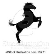 Vector Illustration of Silhouetted Rearing Horse with a Shadow on a White Background by AtStockIllustration