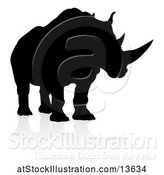 Vector Illustration of Silhouetted Rhino, with a Reflection or Shadow by AtStockIllustration