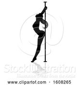 Vector Illustration of Silhouetted Sexy Pole Dancer Lady, with a Shadow, on a White Background by AtStockIllustration