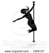 Vector Illustration of Silhouetted Sexy Pole Dancer Lady, with a Shadow, on a White Background by AtStockIllustration