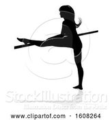 Vector Illustration of Silhouetted Sexy Pole Dancer or Ballerina Lady, with a Shadow, on a White Background by AtStockIllustration