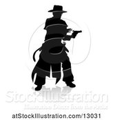 Vector Illustration of Silhouetted Shooting Cowboy, with a Reflection or Shadow, on a White Background by AtStockIllustration