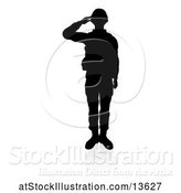 Vector Illustration of Silhouetted Soldier Saluting, with a Reflection or Shadow, on a White Background by AtStockIllustration