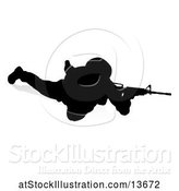 Vector Illustration of Silhouetted Soldier Sniper, with a Reflection or Shadow, on a White Background by AtStockIllustration