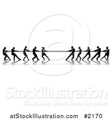 Vector Illustration of Silhouetted Tug of War Business Teams by AtStockIllustration