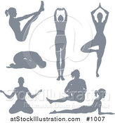 Vector Illustration of Silhouetted Yoga Women by AtStockIllustration