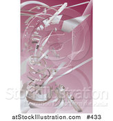 Vector Illustration of Silver Technology Scraps Exploding over Pink by AtStockIllustration