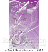 Vector Illustration of Silver Technology Scraps Exploding over Purple by AtStockIllustration