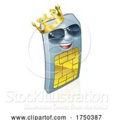 Vector Illustration of Sim Card Cool King Mobile Phone Mascot by AtStockIllustration