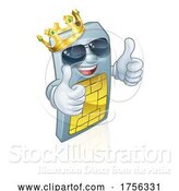 Vector Illustration of Sim Card Cool Mobile Phone King Mascot by AtStockIllustration