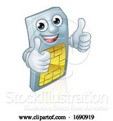 Vector Illustration of Sim Card Thumbs up Mobile Phone Mascot by AtStockIllustration