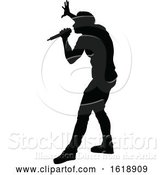 Vector Illustration of Singer Pop Country or Rock Star Silhouette by AtStockIllustration