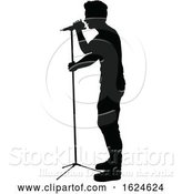 Vector Illustration of Singer Pop Country or Rock Star Silhouette by AtStockIllustration