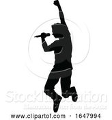 Vector Illustration of Singer Pop Country or Rock Star Silhouette by AtStockIllustration