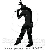 Vector Illustration of Singer Pop Country or Rock Star Silhouette by AtStockIllustration