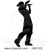 Vector Illustration of Singer Pop Country or Rock Star Silhouette by AtStockIllustration