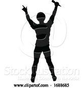 Vector Illustration of Singer Pop Country or Rock Star Silhouette by AtStockIllustration