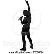 Vector Illustration of Singer Pop Country or Rock Star Silhouette by AtStockIllustration