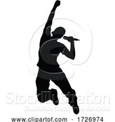 Vector Illustration of Singer Pop Country or Rock Star Silhouette by AtStockIllustration