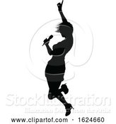 Vector Illustration of Singer Pop Country or Rock Star Silhouette Lady by AtStockIllustration