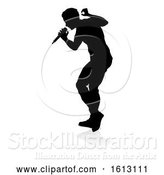 Vector Illustration of Singer Pop Country or Rock Star Silhouette, on a White Background by AtStockIllustration