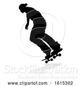 Vector Illustration of Skater Skateboarder Silhouette, on a White Background by AtStockIllustration