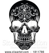 Vector Illustration of Skull Abstract Pattern Tattoo Design by AtStockIllustration