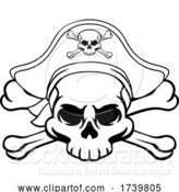 Vector Illustration of Skull and Crossbones Pirate Jolly Roger in Hat by AtStockIllustration