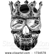 Vector Illustration of Skull Cool Sunglasses Skeleton in Shades and Crown by AtStockIllustration