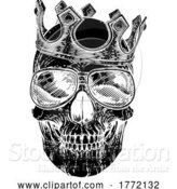 Vector Illustration of Skull Cool Sunglasses Skeleton in Shades and Crown by AtStockIllustration