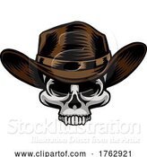 Vector Illustration of Skull Cowboy Hat Grim Reaper by AtStockIllustration