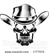 Vector Illustration of Skull Cowboy Hat Grim Reaper by AtStockIllustration