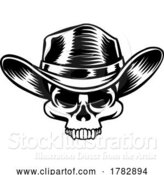Vector Illustration of Skull Cowboy Hat Grim Reaper by AtStockIllustration