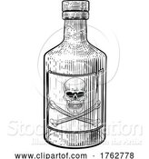 Vector Illustration of Skull Crossbone Poison Sign Bottle Vintage Woodcut by AtStockIllustration