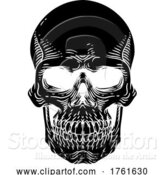 Vector Illustration of Skull Old Vintage Woodcut Etching Engraving Style by AtStockIllustration