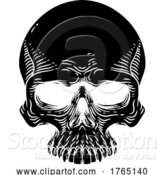 Vector Illustration of Skull Old Vintage Woodcut Etching Engraving Style by AtStockIllustration