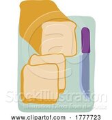 Vector Illustration of Sliced Bread and Knife on Chopping Cutting Board by AtStockIllustration