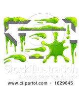 Vector Illustration of Slime Green Goo Messy Blobs Splats Drips and Drops by AtStockIllustration