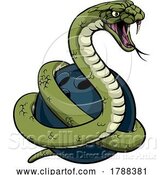 Vector Illustration of Snake Bowling Ball Animal Sports Team Mascot by AtStockIllustration