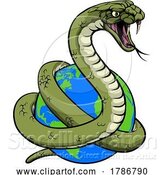 Vector Illustration of Snake Coiled Around Earth by AtStockIllustration