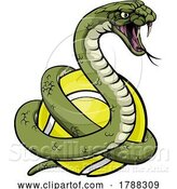 Vector Illustration of Snake Tennis Ball Animal Sports Team Mascot by AtStockIllustration