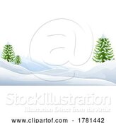 Vector Illustration of Snow Winter Christmas Landscape Scene by AtStockIllustration