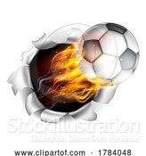 Vector Illustration of Soccer Ball Flame Fire Breaking Background by AtStockIllustration