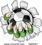 Vector Illustration of Soccer Football Ball Claw Monster Hand by AtStockIllustration