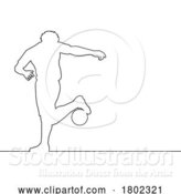 Vector Illustration of Soccer Football Player Line Silhouette Outline by AtStockIllustration